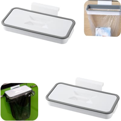 2 stuks vuilniszakhouder - prullenbak - vuilniszakrek - keukenopbergrek - met haak - waterdicht - met deksel - opbergaccessoires - geschikt voor keuken, gootsteen, badkamer (wit, 23,5*10,2 cm)