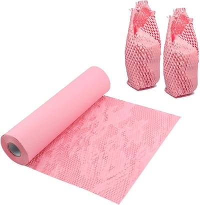 30CM x 50M Roze Honingraat Verpakkingspapier, Dempingspapier voor Verhuizing en Bescherming van Breekbare Voorwerpen
