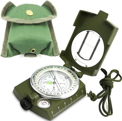 Scoby - Kompas - Survivaltool - Outdoor Navigatie - Met Koord - Inclusief Opbergzakje - Legergroen