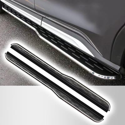 Zijstep Aluminium - Treeplanken Opstapjes - Veilig In- Uitstappen - Roestvrij Stalen Frame - Set van 2 - Zwart