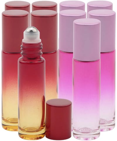 Dailygoods- Rollerfles 10 ml - Glazen Flesjes - Gradiënt Kleur - 10 Stuks - Inclusief Trechters - Perfect voor Aromatherapie