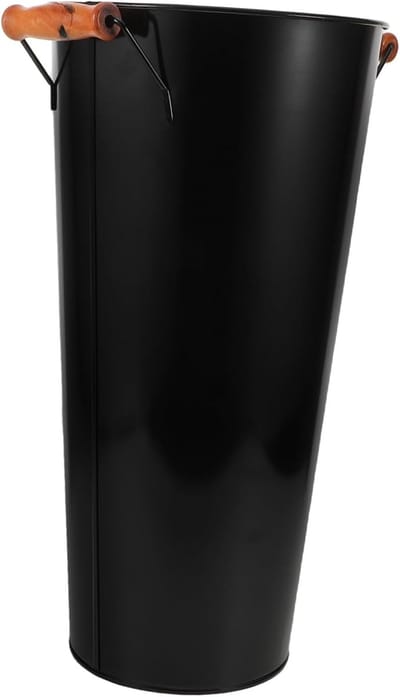 Houtrek Kolenbak - Houtdrager Brandhout - Open Haard Opslag - Met Handgreep - 40 cm Lengte - Zwart