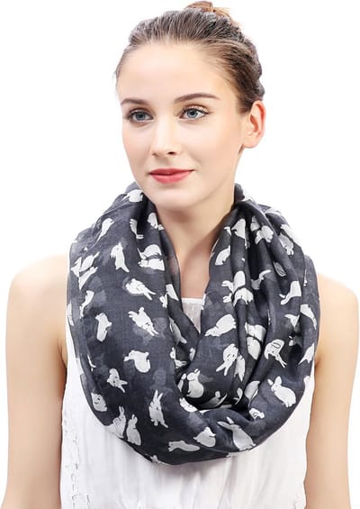 Dames Sjaal - Accessoire - Dagelijks Gebruik - Konijnen Design - 178 x 89 cm - Grijs