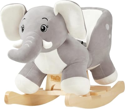 Schattig Olifanten Baby Schommelpaard voor Peuters tot 3 Jaar - Pluche Gevulde Hobbelpaard