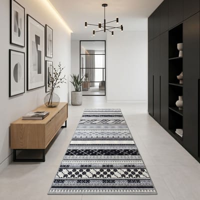 FLOORDIREKT Tapijtloper Mykonos - Op Maat Gemaakte & Slipvaste Loper voor je huis - Geketend - 80 x 100 cm