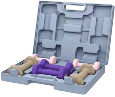 Halterset 6-delige set halters met gewichten korte halterset van staal 1 kg, 2 kg, 3 kg Fitness halters Fitnessapparatuur voor thuis Stalen kern met kunststof coating ter bescherming van de vloer tegen beschadigingen
