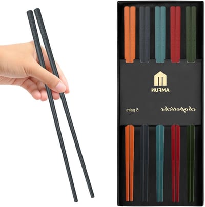 Multicolored eetstokjes set van 5 paar voor sushi, ramen en Aziatische gerechten