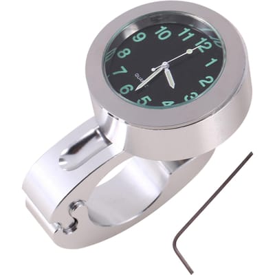 1pc Argent Moto Étanche Guidon Monture Lumineuse Montre Universelle gray