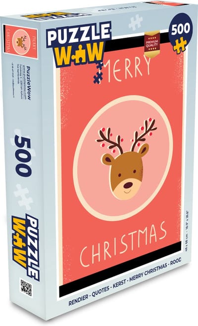 Puzzel Rendier - Quotes - Kerst - Merry christmas - Rood - Vintage - Legpuzzel - Puzzel 500 stukjes - Kerst - Cadeau - Kerstcadeau voor mannen, vrouwen en kinderen