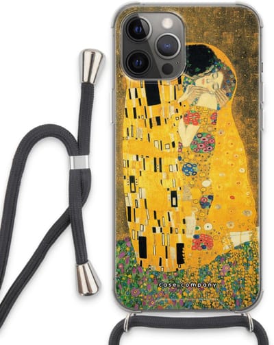 Case Company® - Hoesje met koord geschikt voor iPhone 13 Pro Max hoesje met Koord - Der Kuss - Telefoonhoesje met Zwart Koord - Bescherming aan alle Kanten en Over de Schermrand
