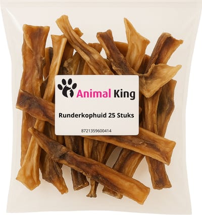 Animalking Runderkophuid voor Honden - Kophuid Hond - Hondensnacks Gedroogd - Kauwbotten Hond - 25 Stuks
