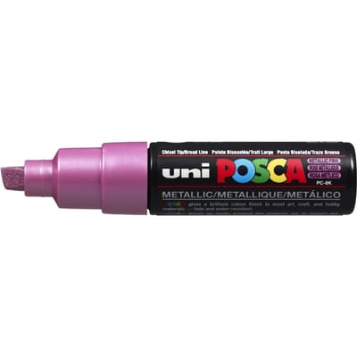 Metallic roze verfstift op waterbasis met schuine punt breed