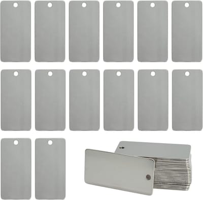 50x25mm Rechthoekige RVS Bedelhangers voor Graveren - 25 Stuks Blanco Tags