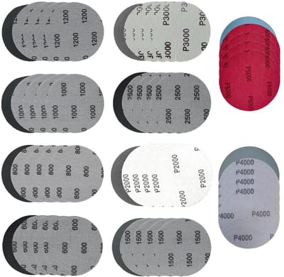 Set van 50 ronde schuurdiscs voor nat en droog schuren, korrel 600-5000, geschikt voor metaal, hout en lak