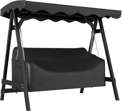 Hollywood Schommelhoes - Beschermhoes voor 3-zits Tuinschommel - Waterdicht, Winddicht & UV-bestendig- voor Schommelbank, Tuinstoelen - Tuin, Terras, Balkon - 185 x 76 x 81 cm - Zwart