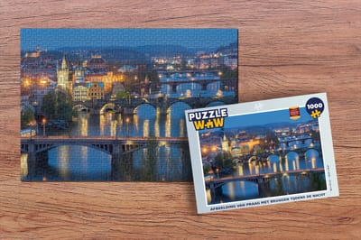Puzzel Nacht - Praag - Bruggen - Legpuzzel - Puzzel 1000 stukjes volwassenen