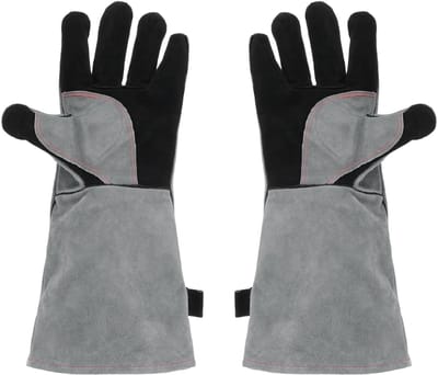 Solidchoice- Grillhandschoenen Hittebestendig - Lange Mouwen - Rundleer/Denim - Antislip - Duurzaam - Flexibel Ontwerp - Hittebestendige Handschoenen