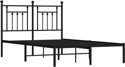 Metalen Bedframe - Ledikant Hoofdbord - Slaapkamer Meubel - Robuust Design - 120x190 cm - Zwart