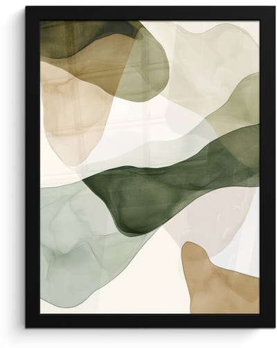 Poster in lijst - Fotolijst 30x40 cm - Posters - Japandi - Abstract - Groen - Posterlijst zwart - Decoratie - Wanddecoratie woonkamer - Muurdecoratie slaapkamer