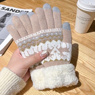Gants Hiver Femme Mignon Plus Velours Points Écran Tactile Pour Garder au Chaud Hiver Étudiants Coupe-froid Équitation Gants en Peluche gray