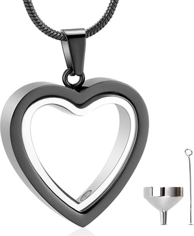 Luxe Ashanger - met Ketting (55 cm) - Voor As, Haren of Parfum - Assieraad - As Ketting - Gedenksieraad - Urn - As Hanger - Incl. As vuller en Opbergzakje - Open Black
