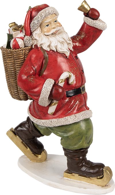 Clayre & Eef Beeld Kerstman 14x11x20 cm Rood Polyresin