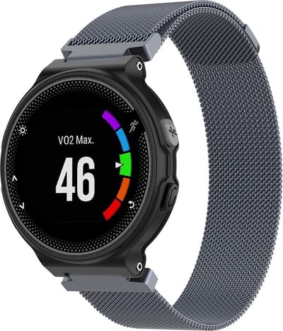 By Qubix - Geschikt voor Garmin Forerunner 220 / 230 / 235 / 620 / 630 / 735 (XT) - Milanese bandje - Small - Space Grey