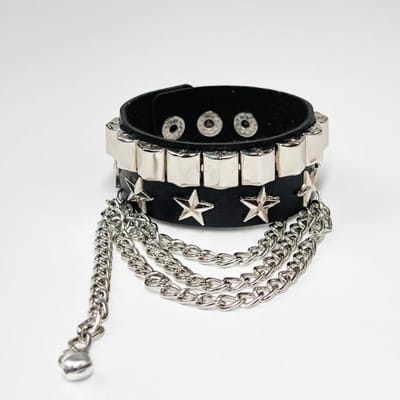 3 stuks / 1 stuk Heren Punk Rock Studded Armband Set, PU Lederen Armband, Er kunnen lichte kleurverschillen zijn, raadpleeg 1 pcs black