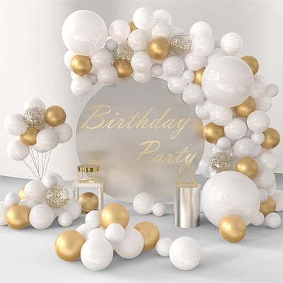 108 stuks Wit Goud Ballonnenboog Garland Kit Happy Birthday Party Decoratie Kinderen Bruiloft Verjaardag Ballon Latex Ballon Babyshower