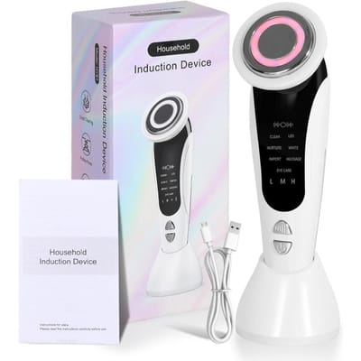 Nieuw 7-in-1 Microstroom Gezichtsliftapparaat LED Gezichtsmasseur Anti-Aging Schoonheidsapparaat Huidverzorgingstool voor Huidverjonging wit