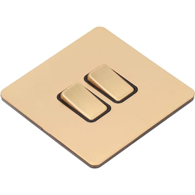 Moderne Paneelschakelaar 2-voudig PC Basis RVS Goudkleurige Plaat Schakelaar voor Huishoudelijke Apparaten beige
