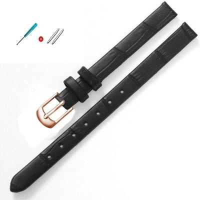 8mm 10mm Dames Meisjes Slanke Lederen Band Kwaliteit Horloge Accessoires Riem Slub Horlogeband Rose Gouden Pin Gesp 10mm white