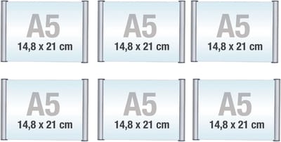 6 pack A5/Bewegwijzeringsborden met Klikprofiel /formaat 14,8x21cm/wegwijs bordjes/aluminium deurbordjes/naambordje kantoor/route bordje/aanwijs bordje/zelfklevend/verwijs bord/ informatie bord.