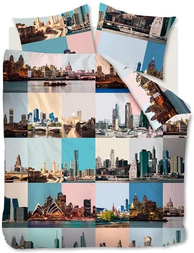 Ambiante City Fragments - Dekbedovertrek - Tweepersoons - 200x200/220 cm - Pastel