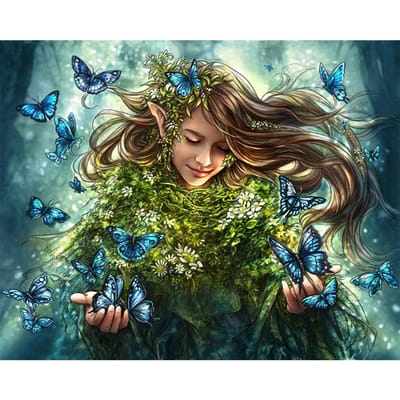 Peinture diamant ronde complète dessin animé papillon fille point de croix broderie diamant 20X30CM black