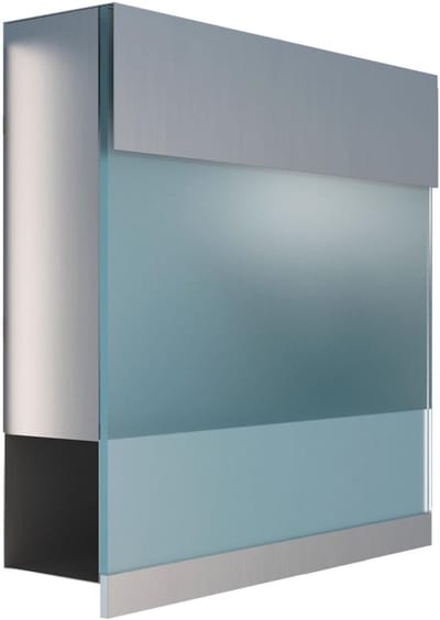 Wandbrievenbus Roestvrij Staal met Krantenvak en Blauw Acryl Paneel