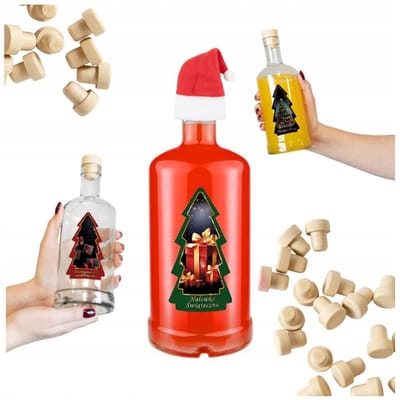Bimberek - Decoratieve Fles - 500 ml - Etyket: Kerstboom - Czapka Mikołajka