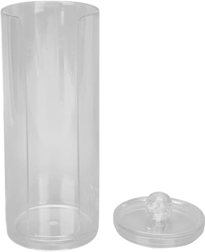Wattenschijfje Dispenser - Katoen Pad Houder - Badkamer Organiseren - Zijdelingse Toegang - 20 x 8 x 8 cm - Transparant
