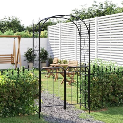 Vidaxl Tuinboog Met Poortje, Zwart, 108X45X235 Cm, Staal