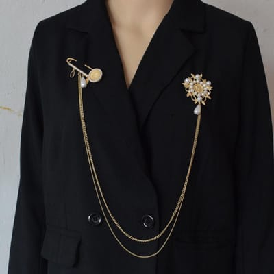 Dames Mannen Barok Klassiek Lange Kettingen Broche Sieraden Goudkleurig Metaal Vintage Paleis Zon Parel Spelden Sieraden Voor Dame Cadeau gray