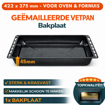 ICQN Diepe Ovenbakplaat - 422x370x45 mm - Geëmailleerd
