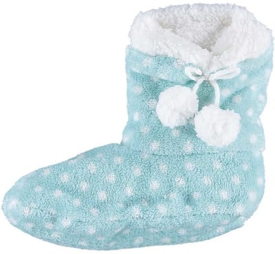 Apollo Hoge sloffen/pantoffels stippenprint - voor kinderen - lichtblauw - maat 28-30