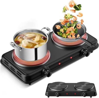 RVV® Elektrische Kookplaat 4 Pits - Elektrische Fornuis - Elektrische Kookplaat Vrijstaand - 4 Kookzones - Kinderslot - Zwart- 66cm x 35cm x 10cm; 2.2 kg