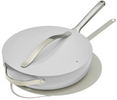 Keramische Sautépan met Deksel - Duurzaam, Niet-gevaarlijk Keramisch Coating - Geschikt voor Inductie-, Gas- en Elektrische Fornuizen - Ovenbestendig - Grijs