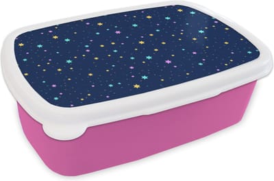 Broodtrommel Roze - Lunchbox - Brooddoos - Sterrenhemel - Sterren - Design - 18x12x6 cm - Kinderen - Meisje