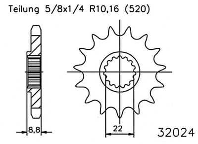 Esjot Voortandwiel 13 Tands – Voor Ketting 520 (KTM & Diversen)