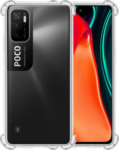 Hoesje - Geschikt voor Xiaomi Poco M3 Pro - Sterk & Shockproof - Siliconen Shock Case - Hoes Cover - Telefoonhoes - Transparant