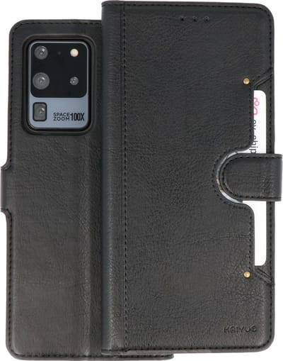 KAIYUE - Luxe Portemonnee Hoesje - Pasjeshouder Telefoonhoesje - Wallet Case - Geschikt voor Samsung Galaxy S20 Ultra - Zwart