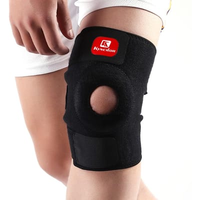 Genouillère avec Stabilisateurs Latéraux Soulage la Déchirure du Ménisque Douleurs Articulaires Blessures Sportives Respirante Réglable Course à Pied Entraînement Athlétisme Haute Qualité black