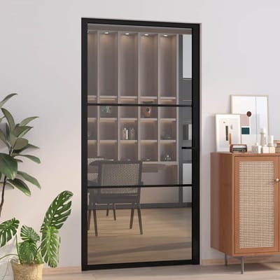 vidaXL - Binnendeur - 102,5x201,5 - cm - ESG-glas - en - aluminium - zwart